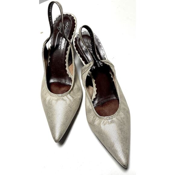 Donald J Pliner 9 Kitten Heel Pointy Heel Strap White Shiny Pearl Beauties - Picture 9 of 10